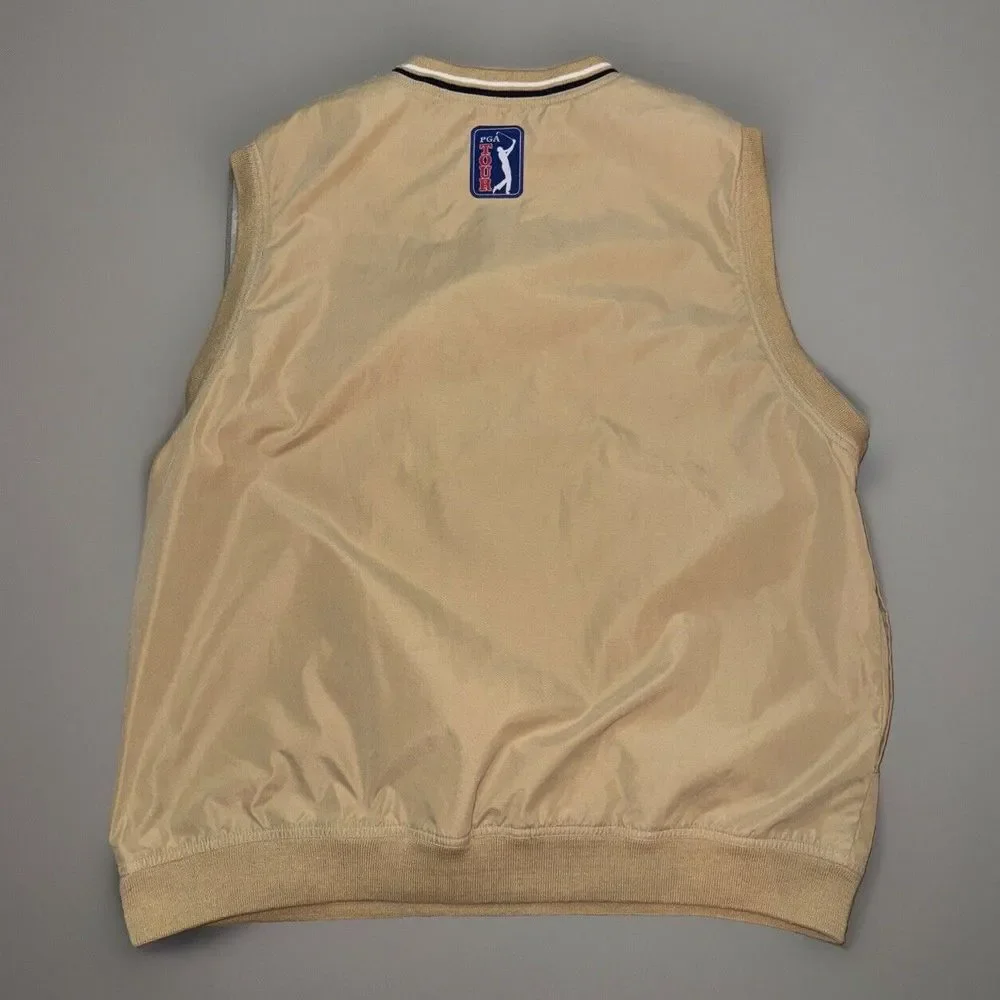 PGA Tour Gold Embroidered‎ Athletic Performance Golf Vest Mens Size Large